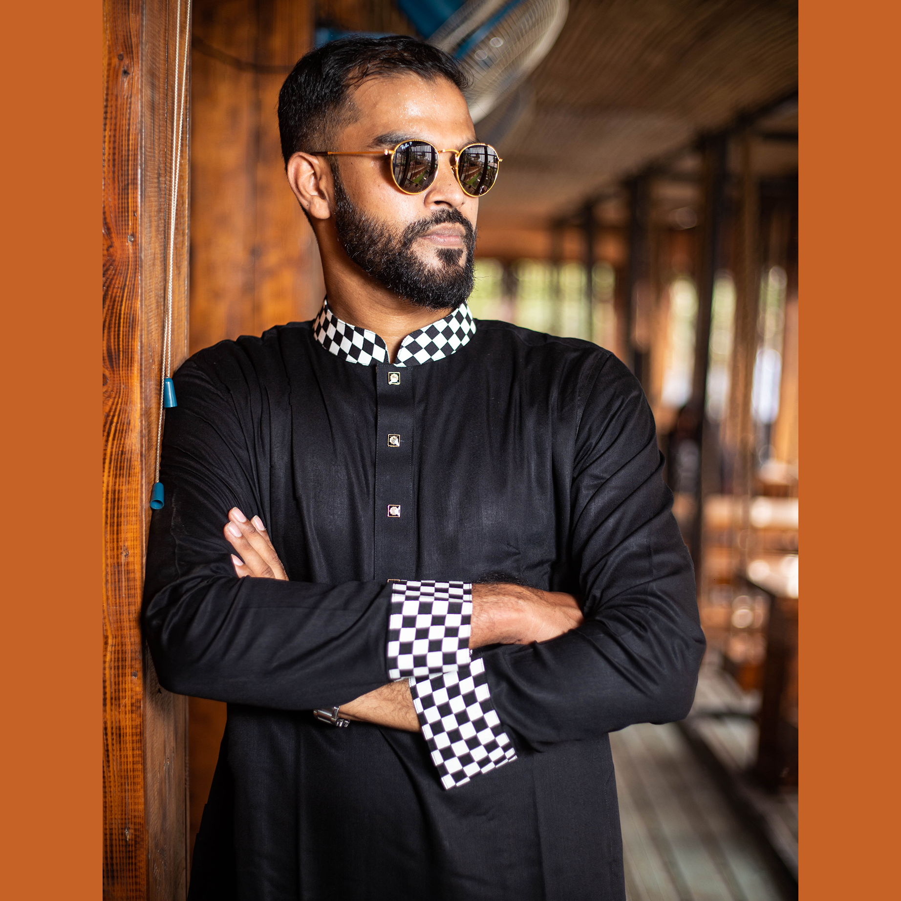 Stylish Neck Black Soft Cotton Premium Panjabi