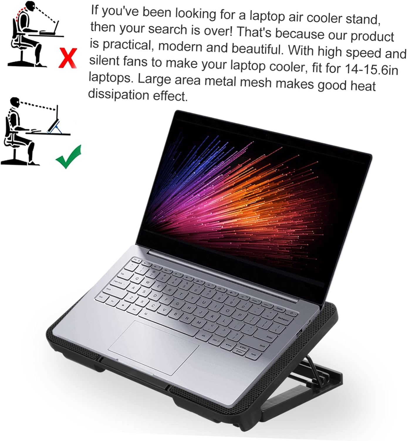 Laptop Cooling Pad With 2 Fans