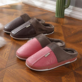 Women PU Leather Warm Winter House Slippers
