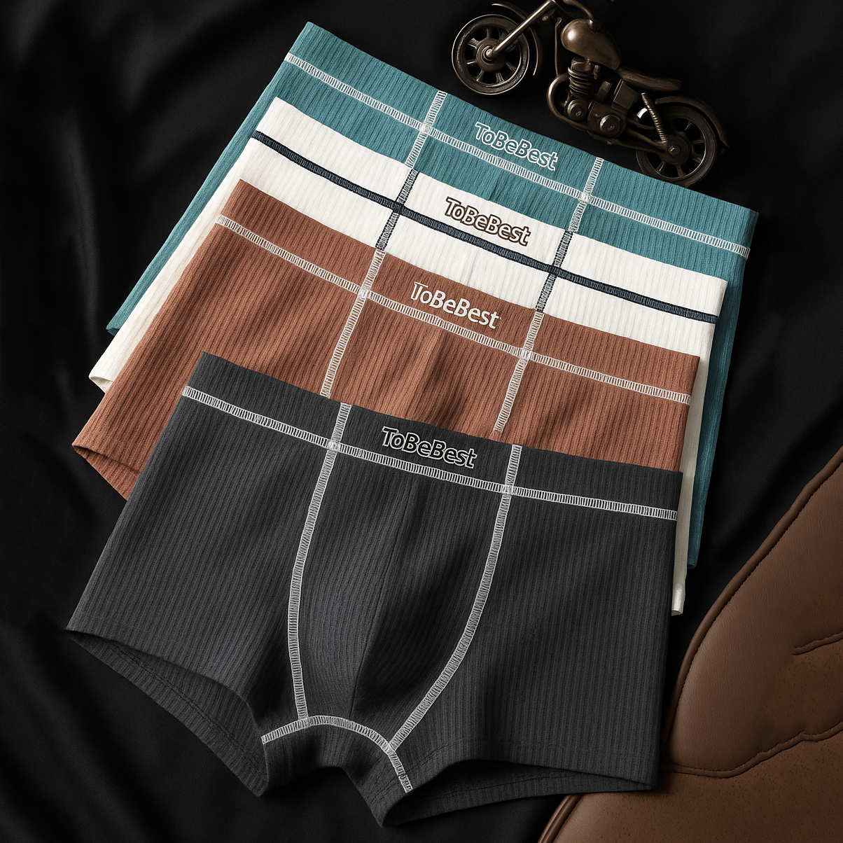 Ice Silk Waffle Texture Boxer Shorts ( Set of 04 )