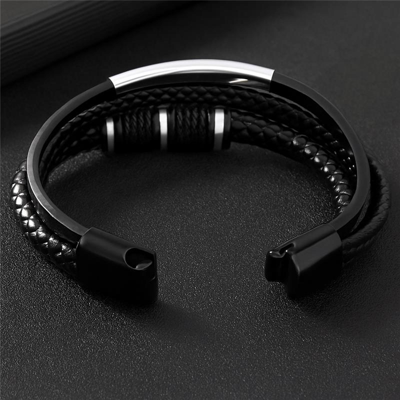 Handcrafted Rope Leather Wristband for Men