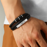 Handcrafted Rope Leather Wristband for Men