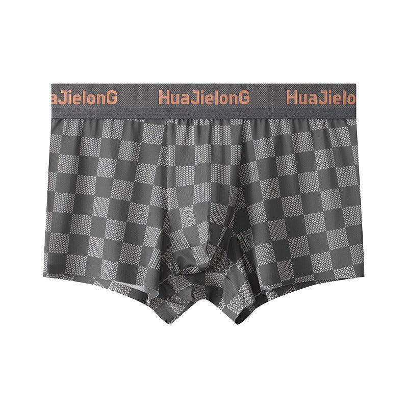 Thin Plaid Print Ice Silk Boxers ( set of 04)