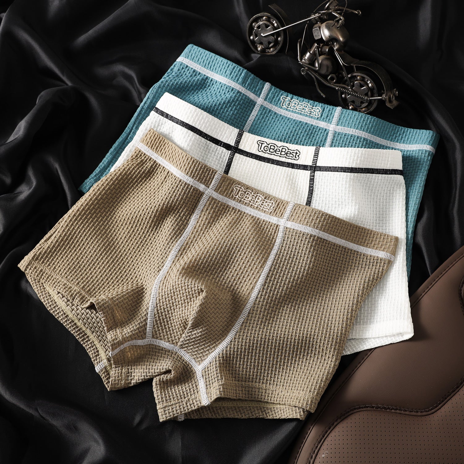 Ice Silk Waffle Texture Boxer Shorts ( Set of 04 )