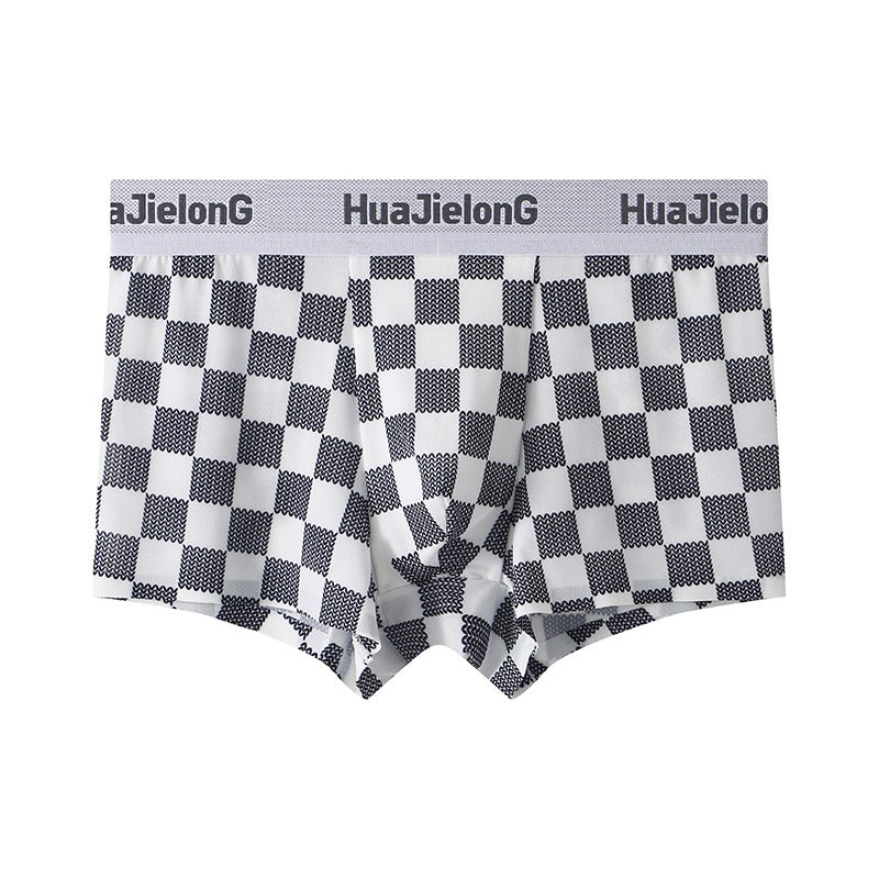 Thin Plaid Print Ice Silk Boxers ( set of 04)