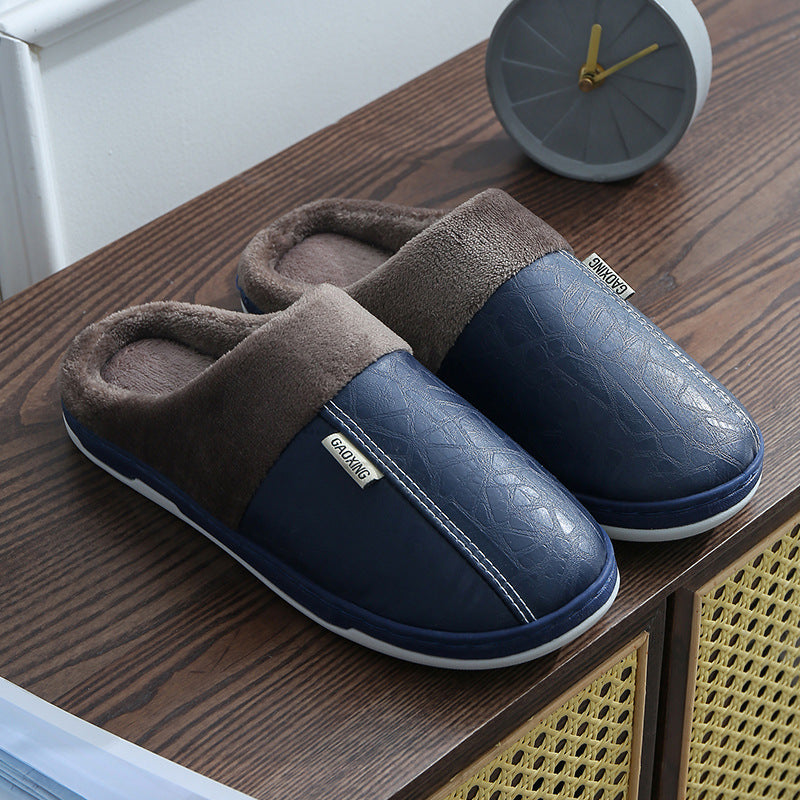 Men's PU Leather Warm Winter House Slippers