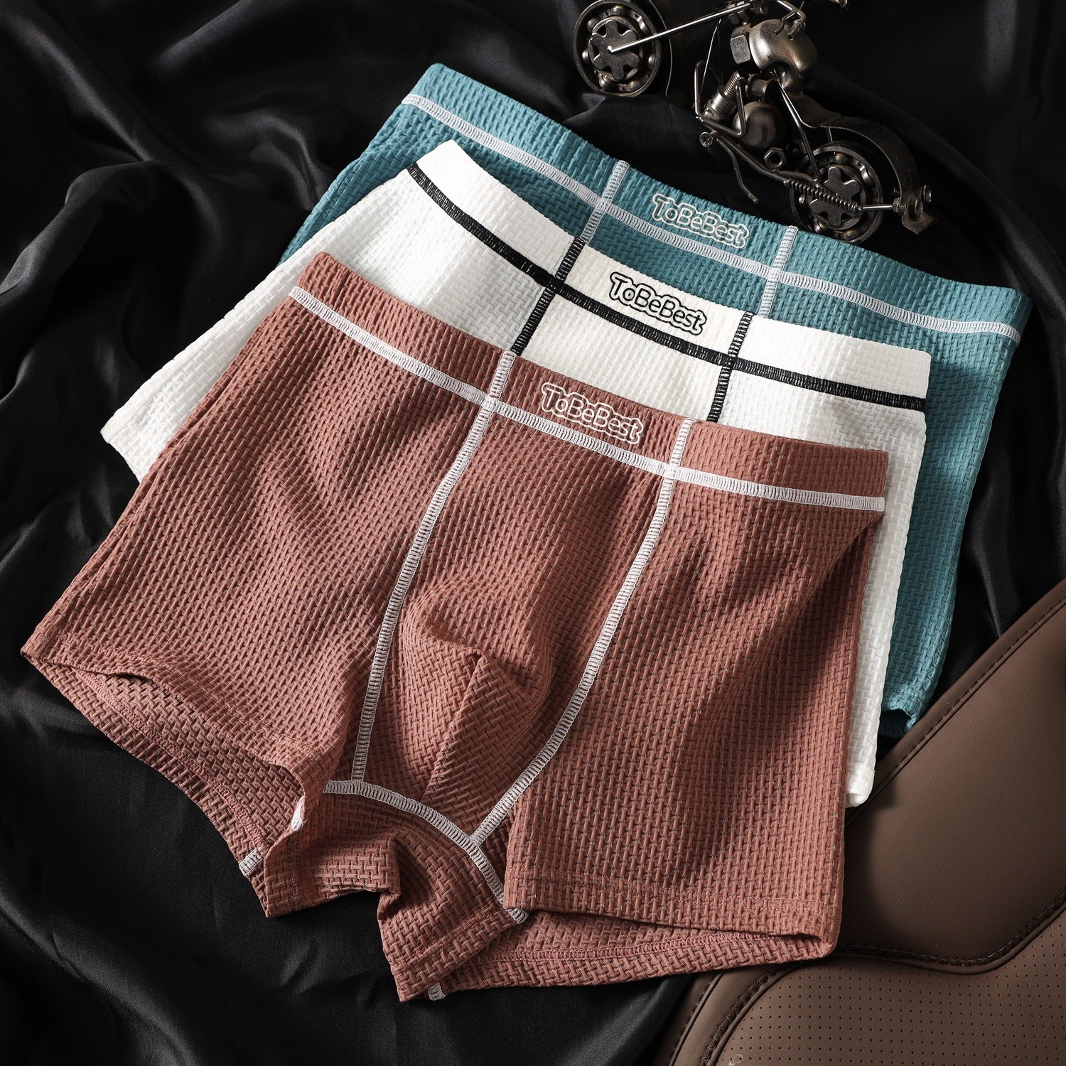Ice Silk Waffle Texture Boxer Shorts ( Set of 04 )