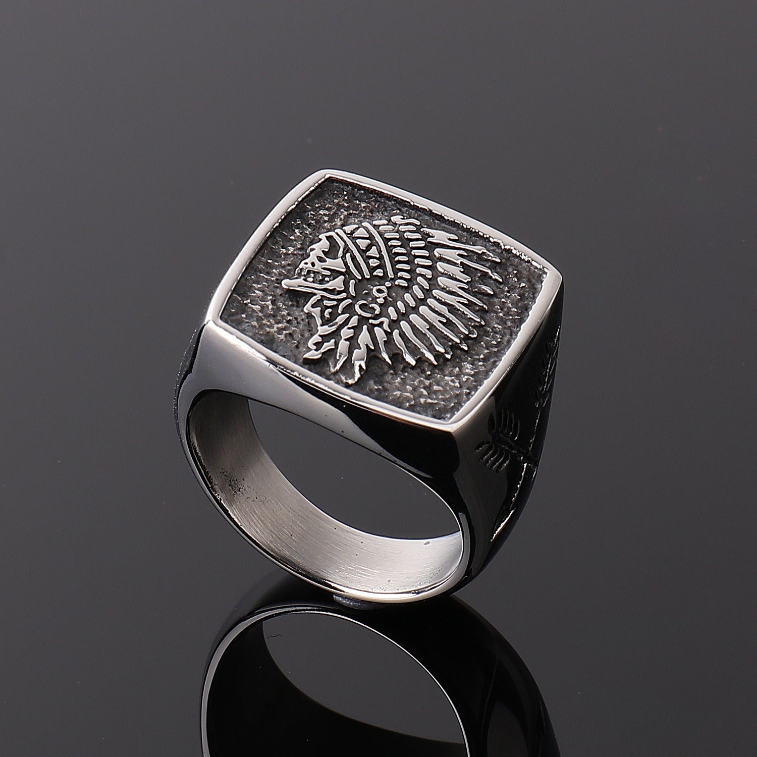 Retro stainless steel men's ring