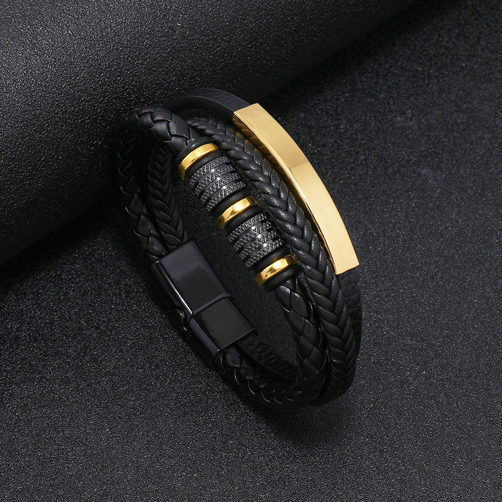 Handcrafted Rope Leather Wristband for Men