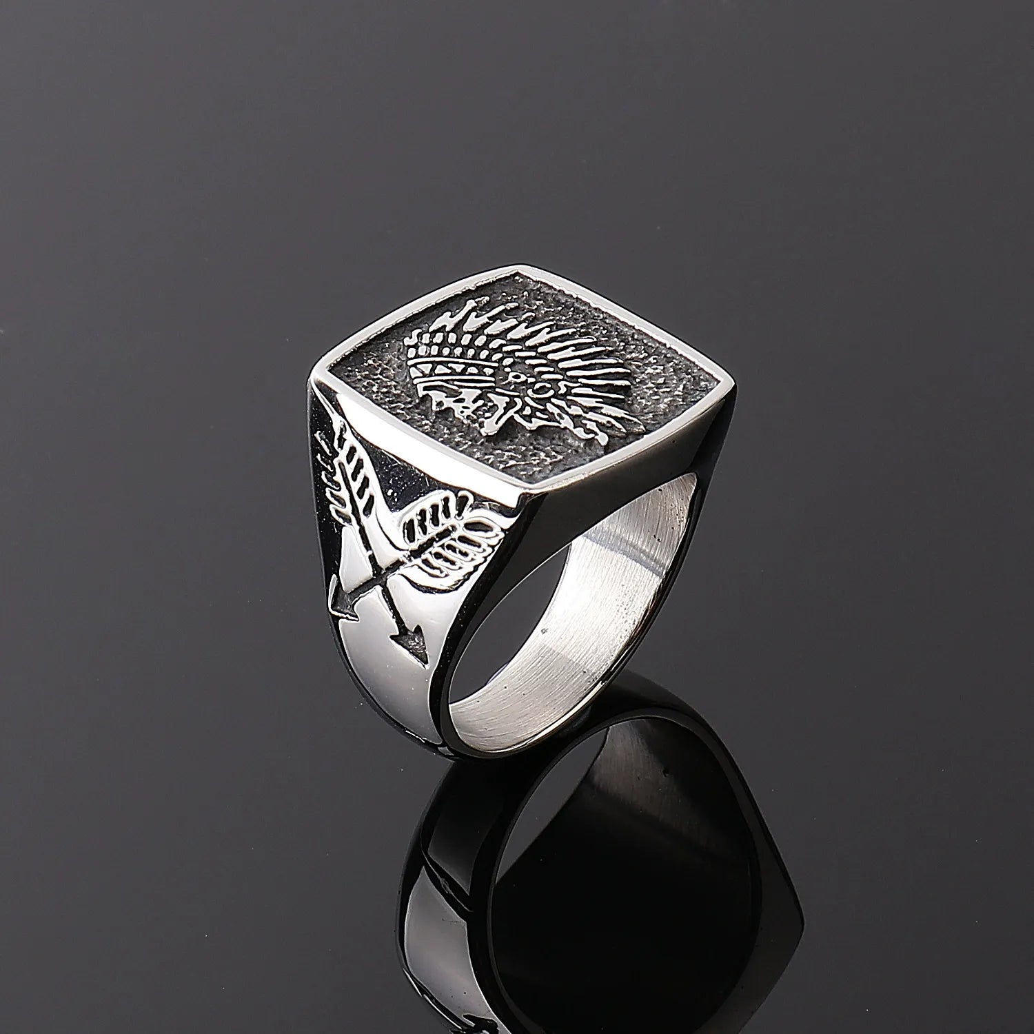 Retro stainless steel men's ring