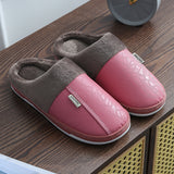 Women PU Leather Warm Winter House Slippers