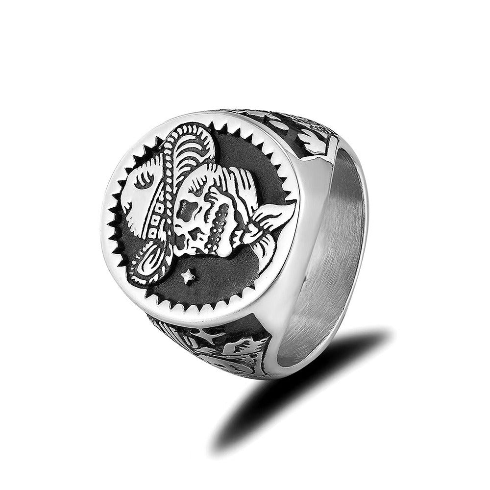 Retro punk men's stainless steel ring