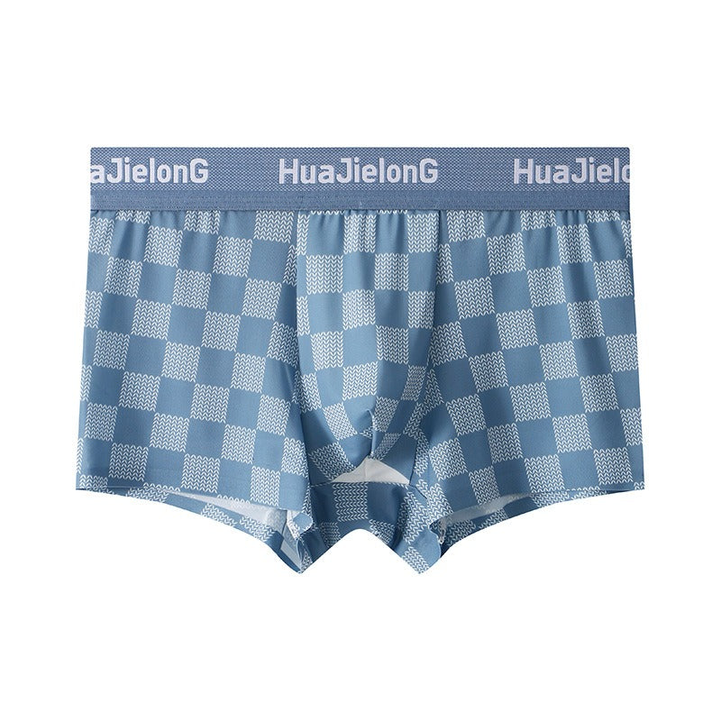 Thin Plaid Print Ice Silk Boxers ( set of 04)