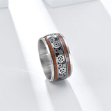 Menโs 10MM Wood Finish Gear Ring