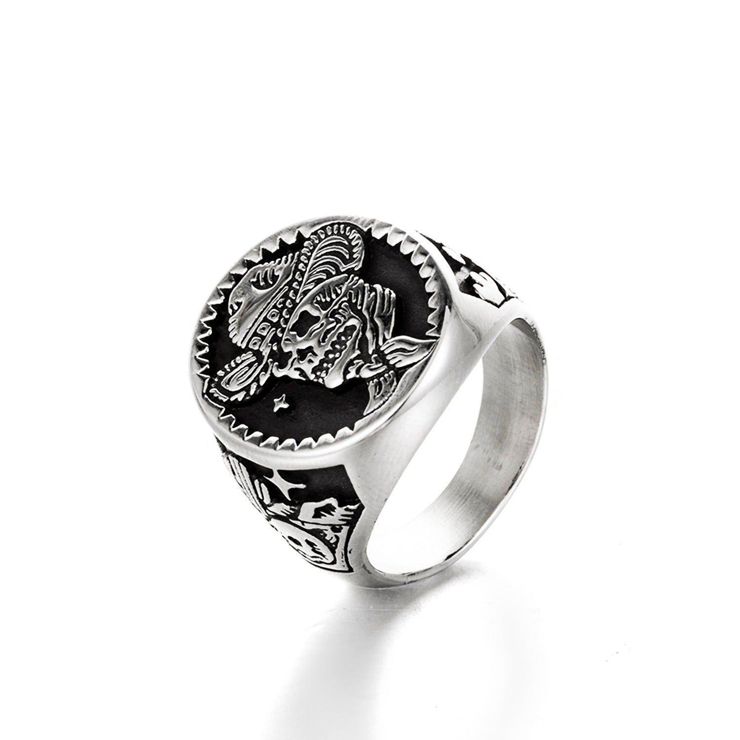 Retro punk men's stainless steel ring