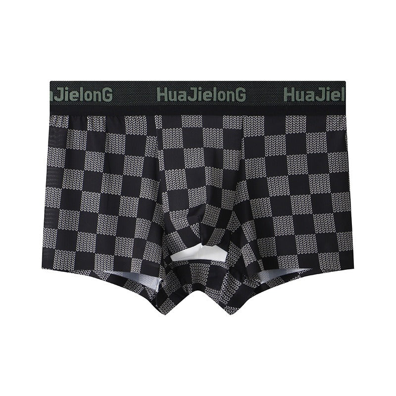 Thin Plaid Print Ice Silk Boxers ( set of 04)