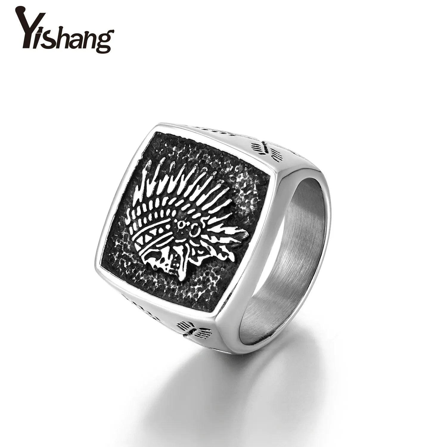 Retro stainless steel men's ring