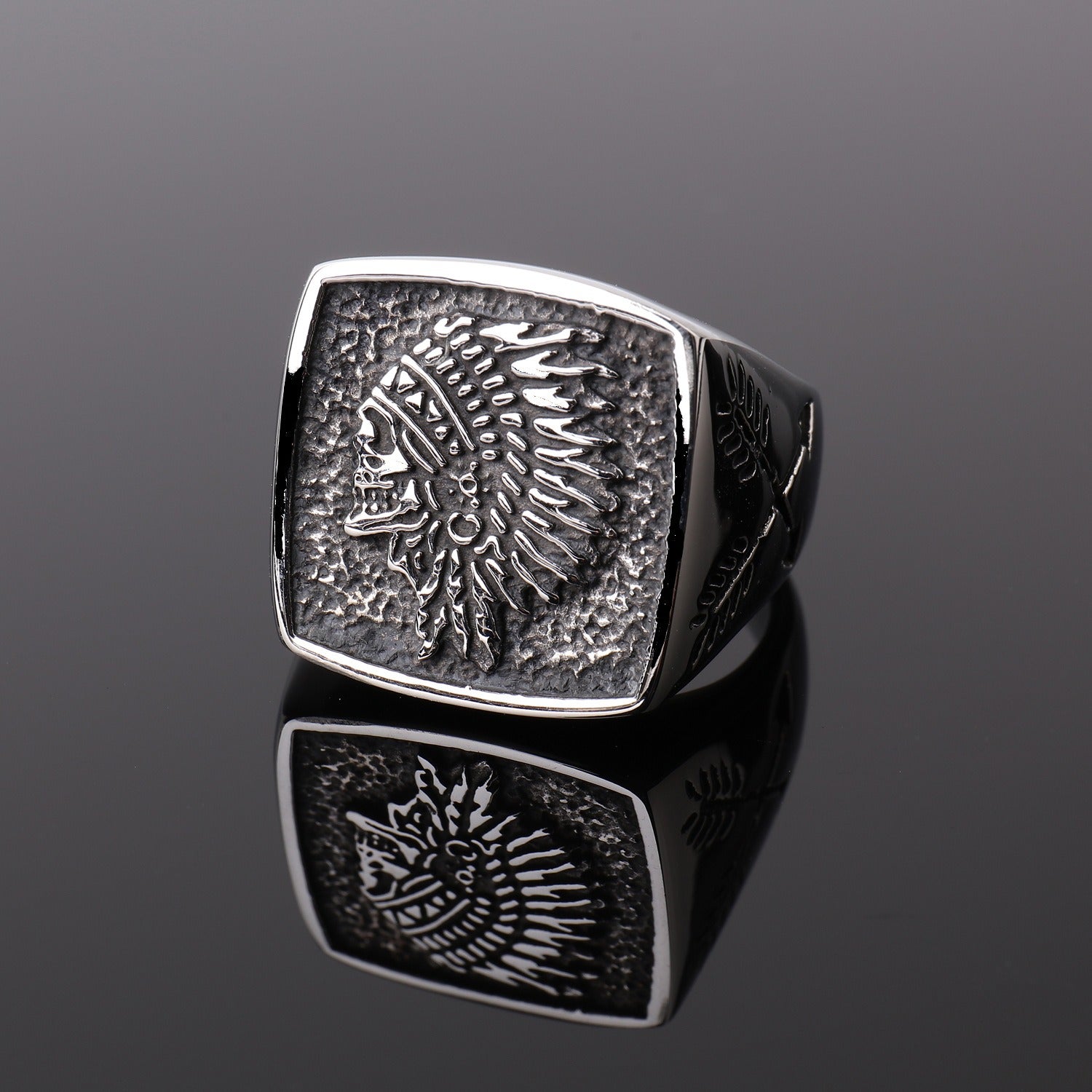 Retro stainless steel men's ring
