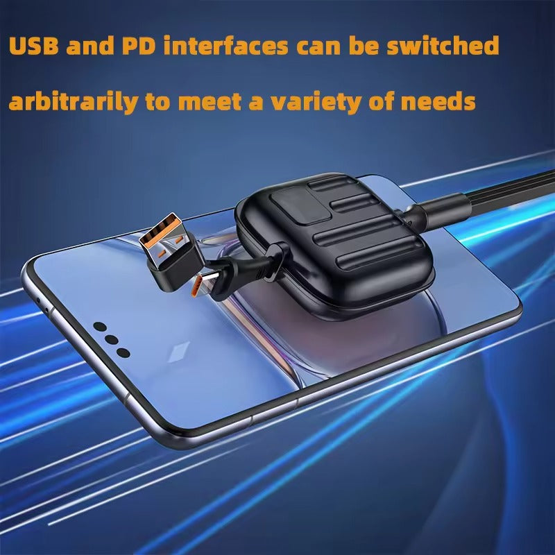 100W Two Drag 3 in 1 Fast Charging Cable
