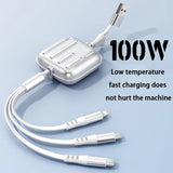 100W Two Drag 3 in 1 Fast Charging Cable