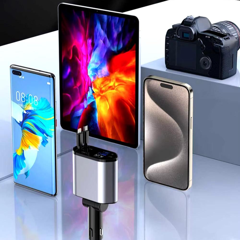 120W Retractable 4 in 1 Car Charger