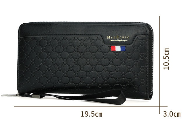 Men's Fashionable Zipper Wallet with Handheld Design