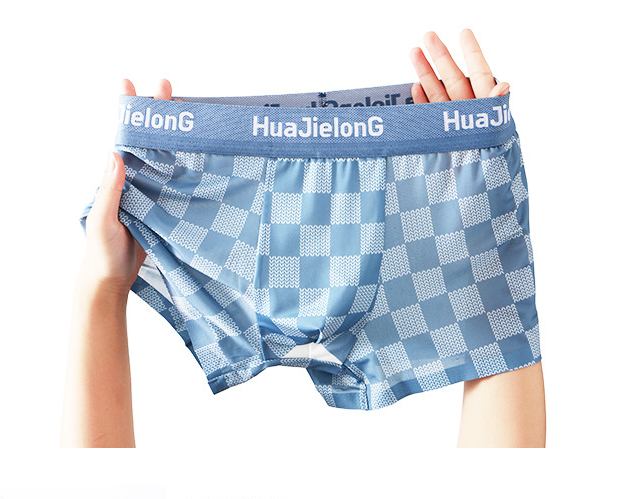 Thin Plaid Print Ice Silk Boxers ( set of 04)
