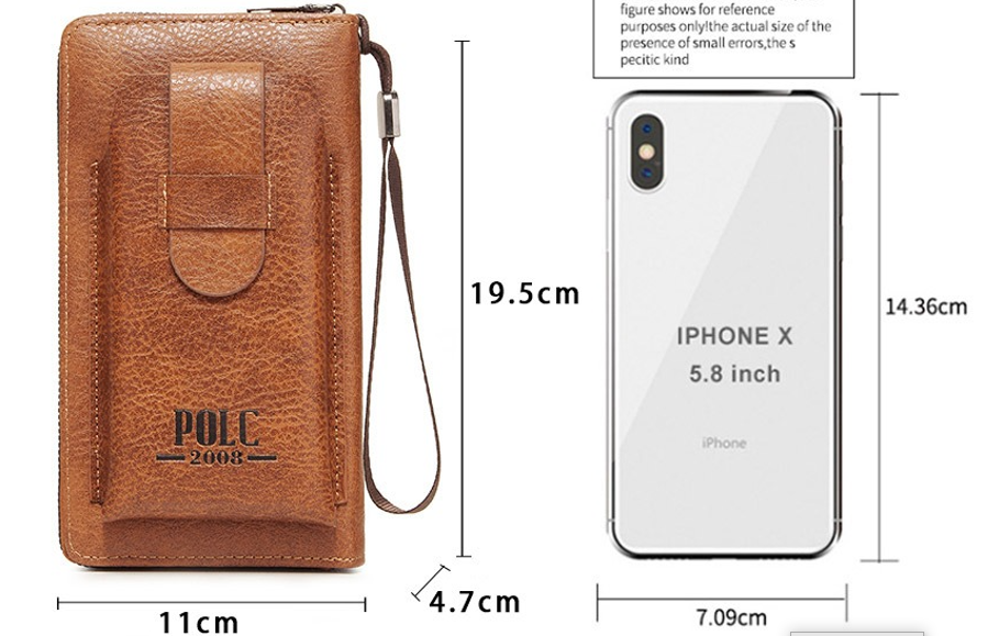 Men's Long Zipper Clutch Wallet with Large Capacity