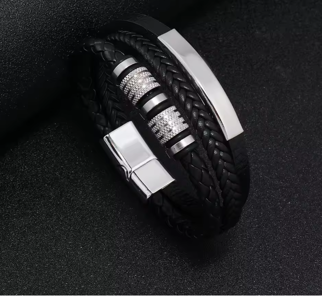 Handcrafted Rope Leather Wristband for Men