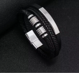 Handcrafted Rope Leather Wristband for Men