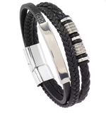 Handcrafted Rope Leather Wristband for Men