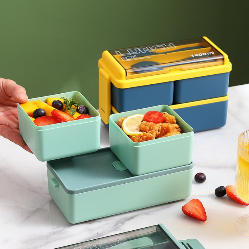 Portable Double-Layer Compartment Bento Box