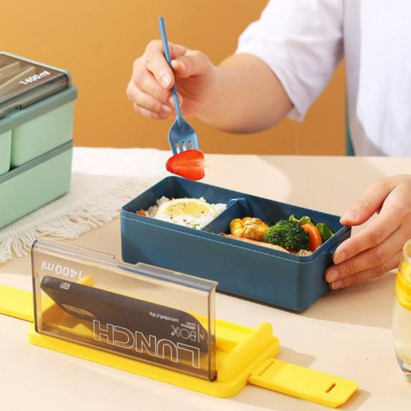 Portable Double-Layer Compartment Bento Box