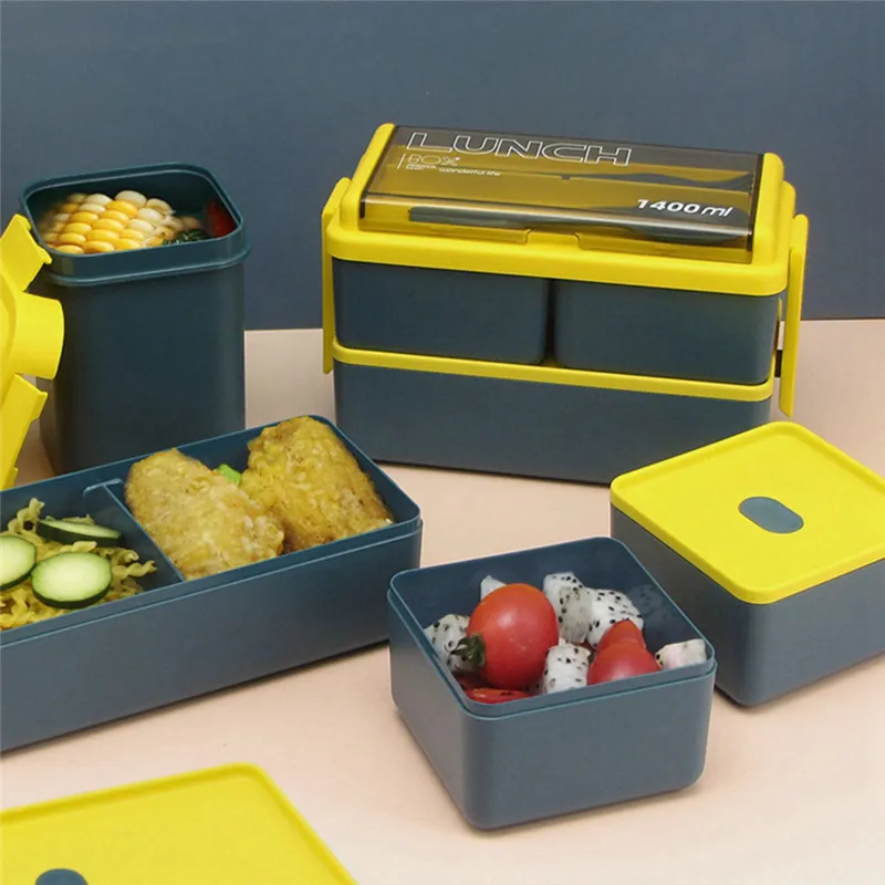 Portable Double-Layer Compartment Bento Box
