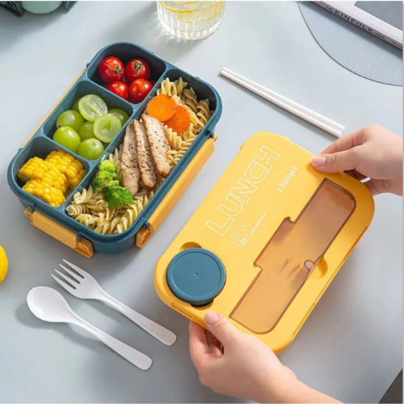 Heating Multi-Compartment Lunch Box With Fork Spoon
