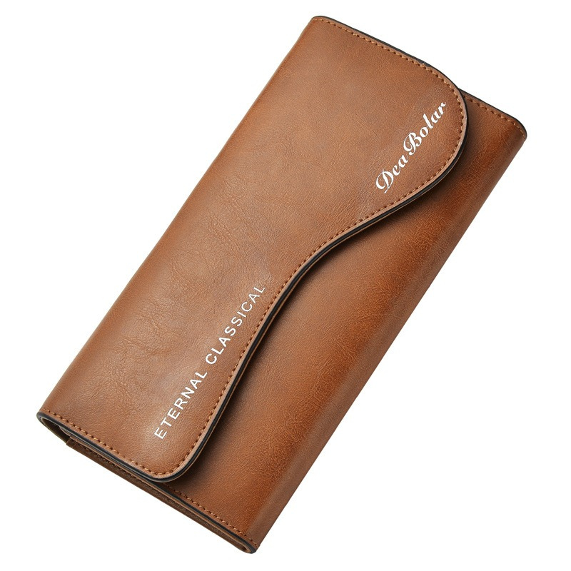 Retro PU Leather Slim Fold Long Wallet