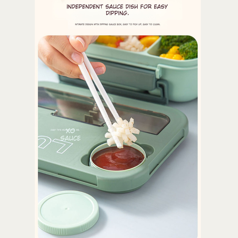 Heating Multi-Compartment Lunch Box With Fork Spoon