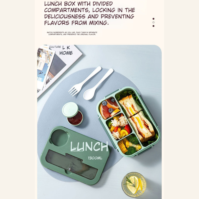 Heating Multi-Compartment Lunch Box With Fork Spoon