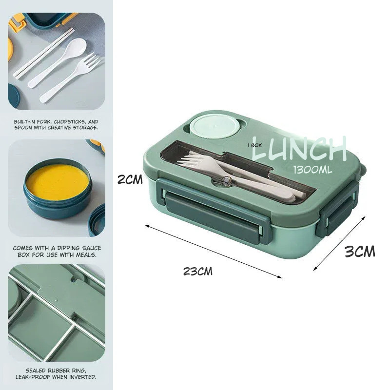 Heating Multi-Compartment Lunch Box With Fork Spoon