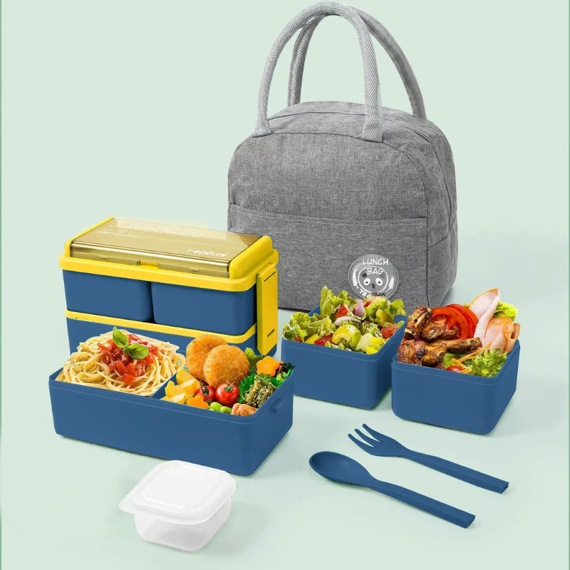 Portable Double-Layer Compartment Bento Box