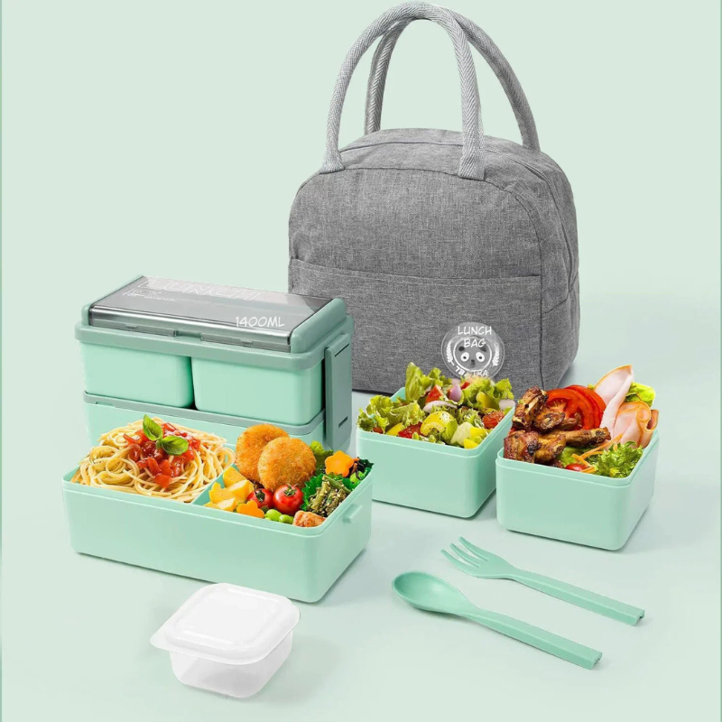Portable Double-Layer Compartment Bento Box