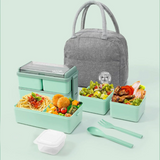 Portable Double-Layer Compartment Bento Box