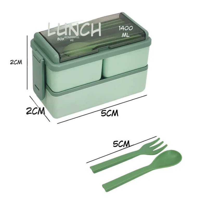 Portable Double-Layer Compartment Bento Box
