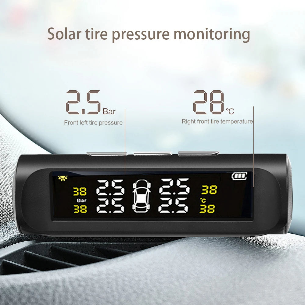 Car Solar Tire Pressure Monitoring System With Display