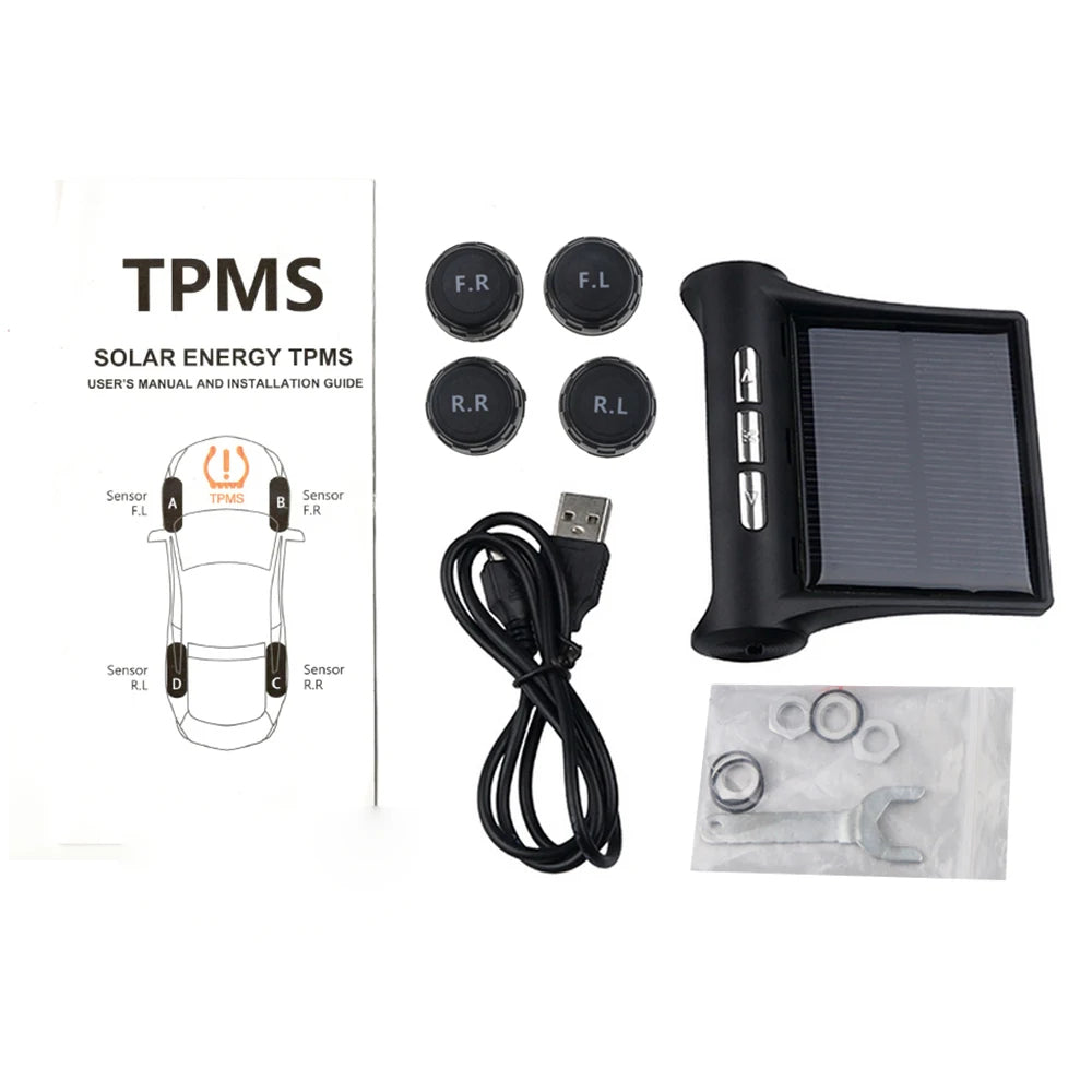 Car Solar Tire Pressure Monitoring System With Display