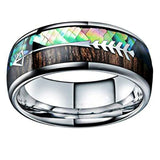 Silver Polished Natural Wood Grain Finger Ring
