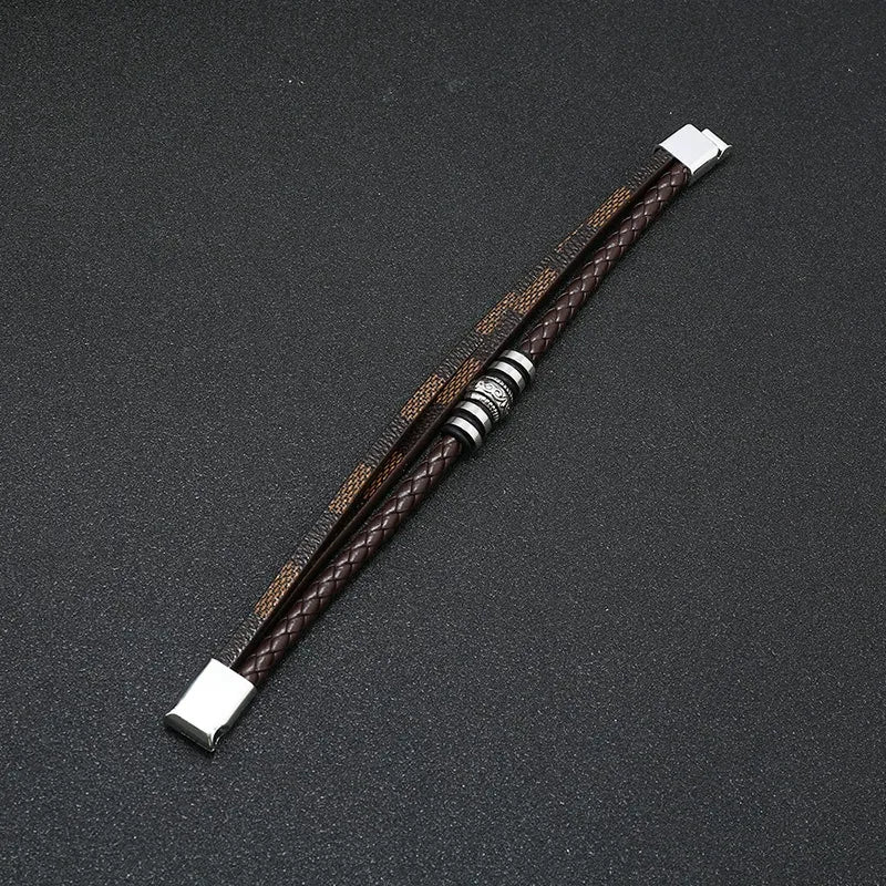 Handcrafted Multi-Layer Magnetic Leather Bracelet