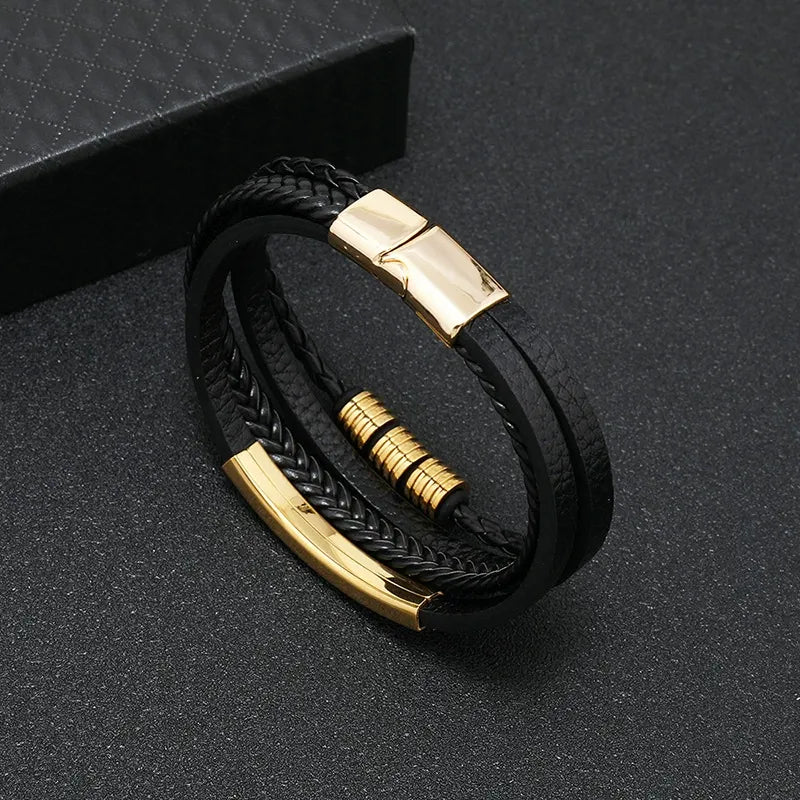 Boho Themed Multi-Layer Leather Wristband
