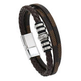 Handcrafted Multi-Layer Magnetic Leather Bracelet