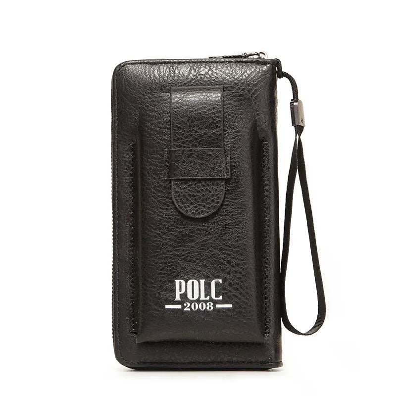 Men's Long Zipper Clutch Wallet with Large Capacity